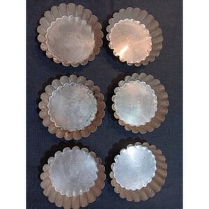 Le Cordon Bleu France Vintage Fluted‎ Tartlet Molds Set of 6 Silver Baking Pans